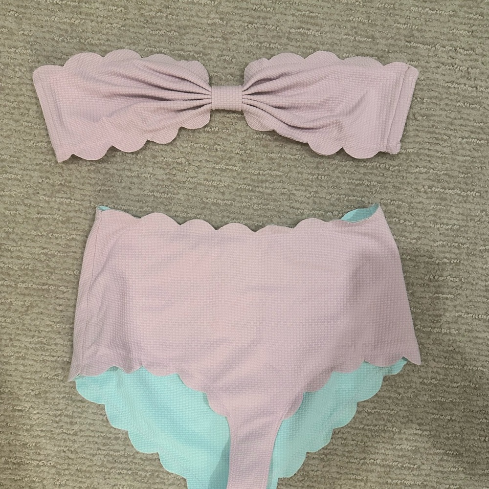 Marysia Swim Scalloped Bikini with M bandeau top and S high waisted bottom